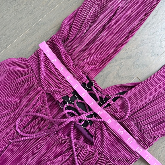 Sabina Musayev Judith Pink Purple Tiered Gown Metallic Maxi Dress - Size SMALL - Picture 10 of 11